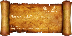 Marek Lóránt névjegykártya